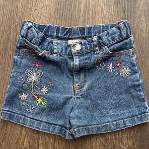 Arizona Jean Company Blue Denim Shorts with Floral Embroidery